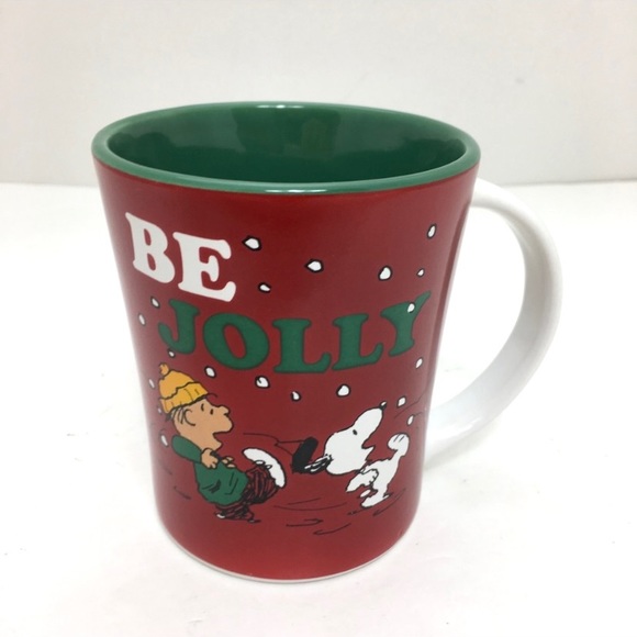 Peanut Be Jolly Snoopy Vintage Christmas Holiday Mugs in Red - Picture 2 of 8